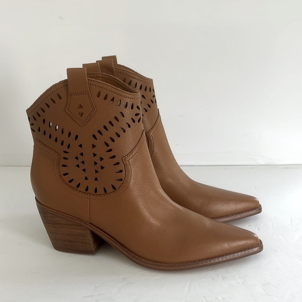 MARC FISHER $199 Elyma Pointed Toe Western Tan LEATHER Boot Shoes Size 8 NEW - Picture 5 of 8